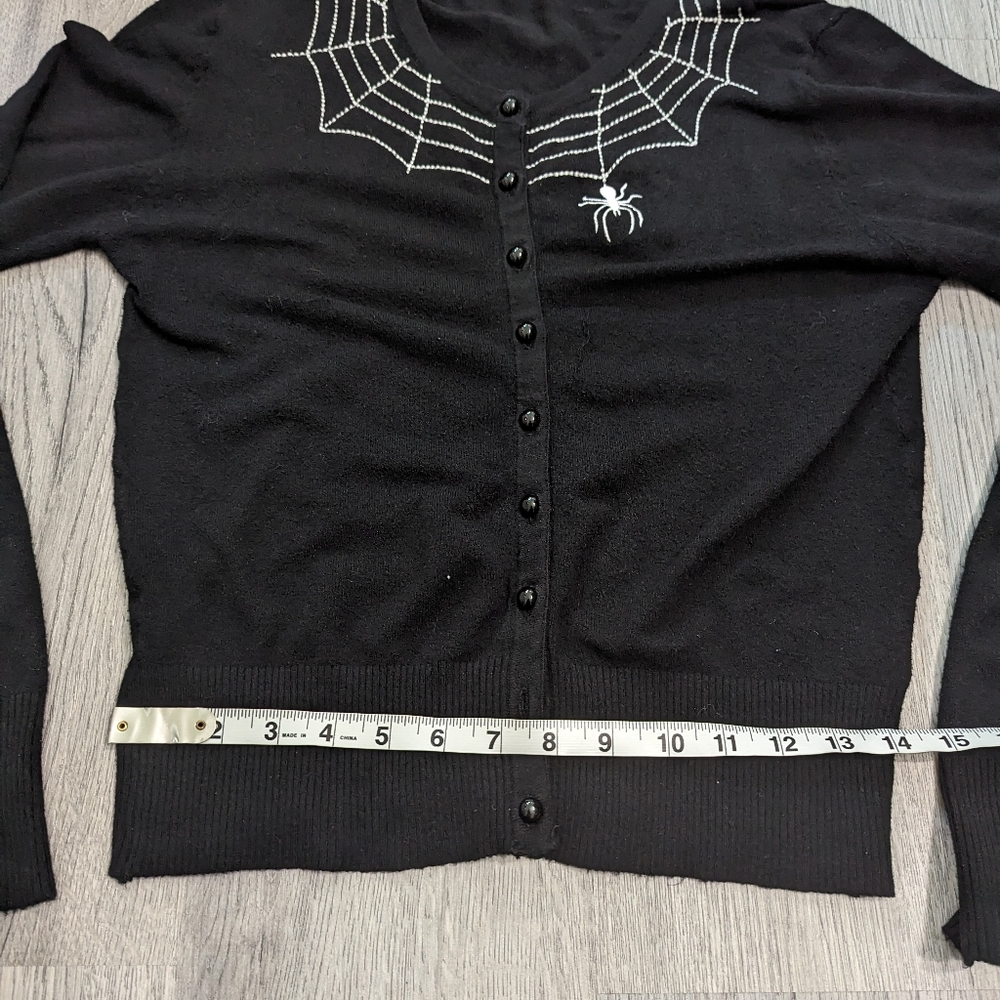 Hell Bunny Spider Web Cardigan Black Size Medium UK12 Goth Alt Retro - Picture 2 of 10